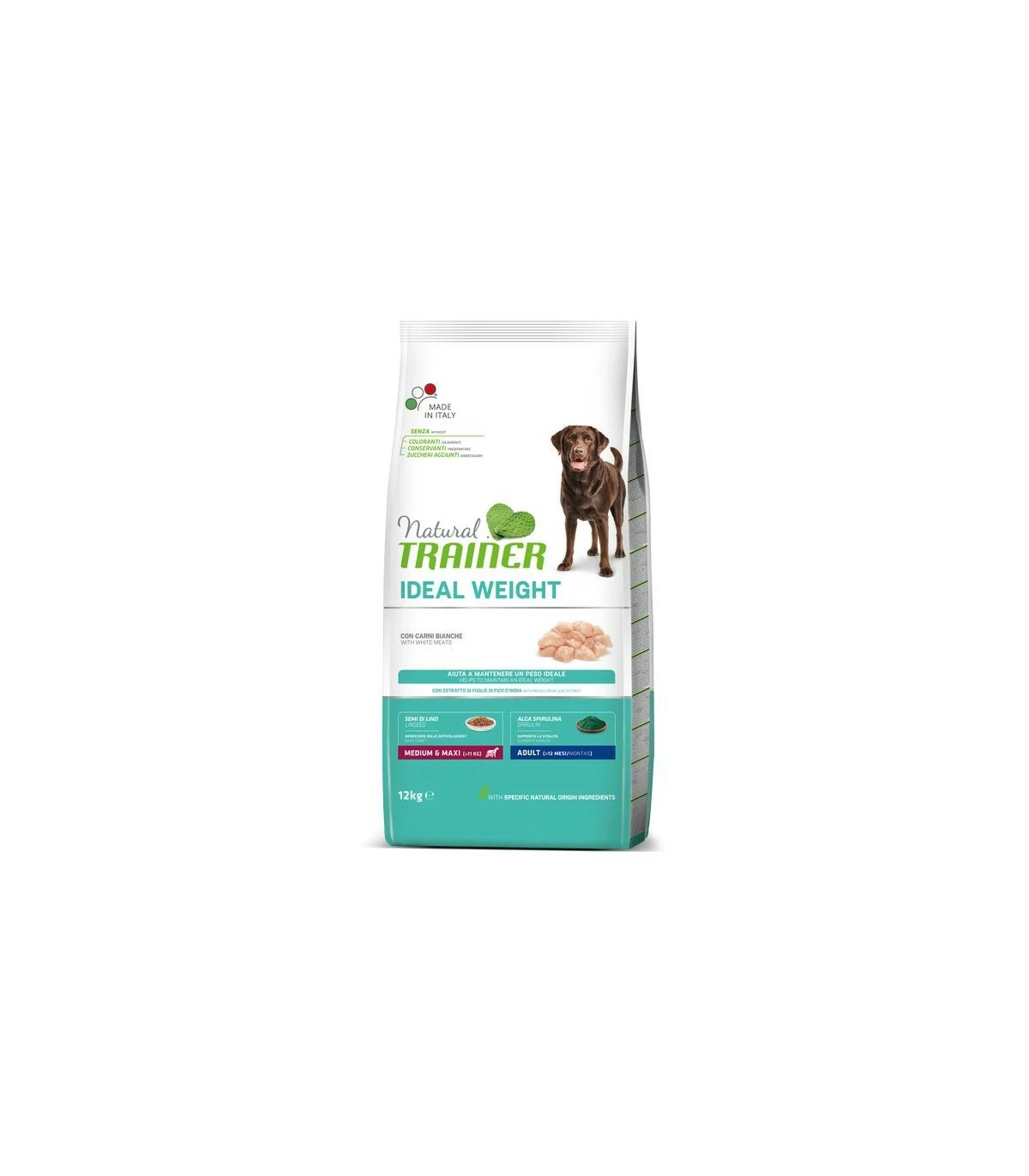 Natural Trainer Ideal Weight Cane MediumMaxi Adult Carni Bianche 12 Kg