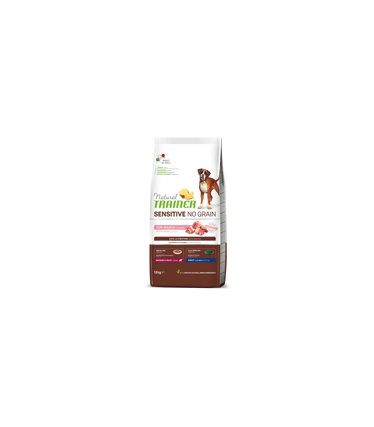 Natural Trainer Sensitive No Gluten Cane Medium & Maxi Adult Maiale 12 Kg