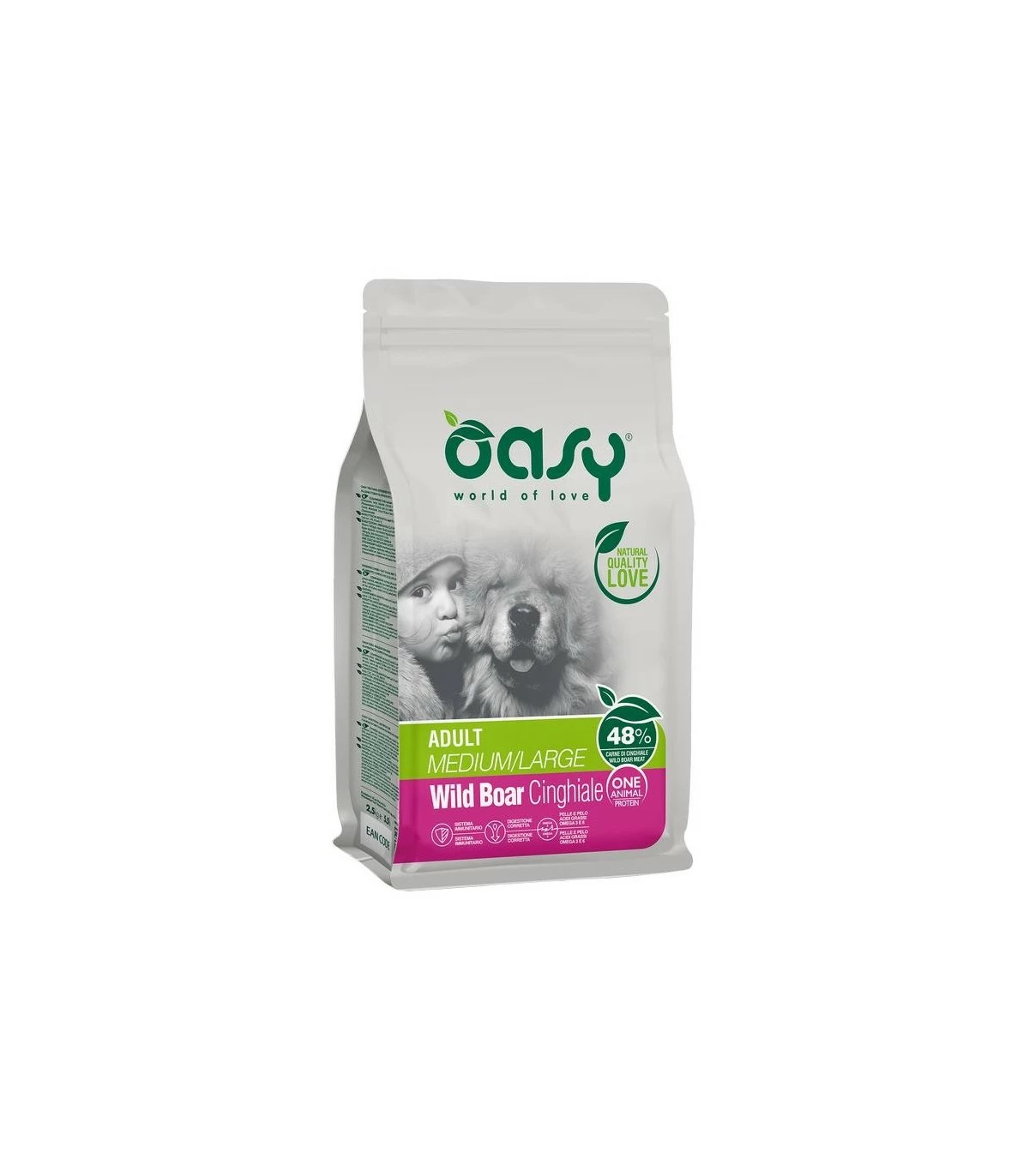 Oasy Cane Adult One Protein Medium Large Cinghiale 2,5 Kg