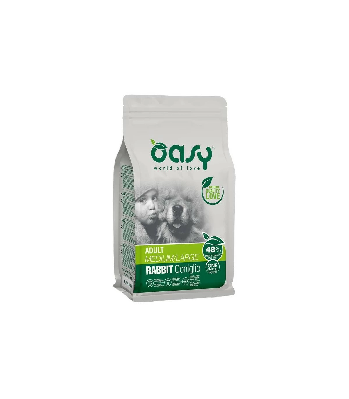 Oasy Cane Adult One Protein Medium Large Coniglio 2,5 Kg