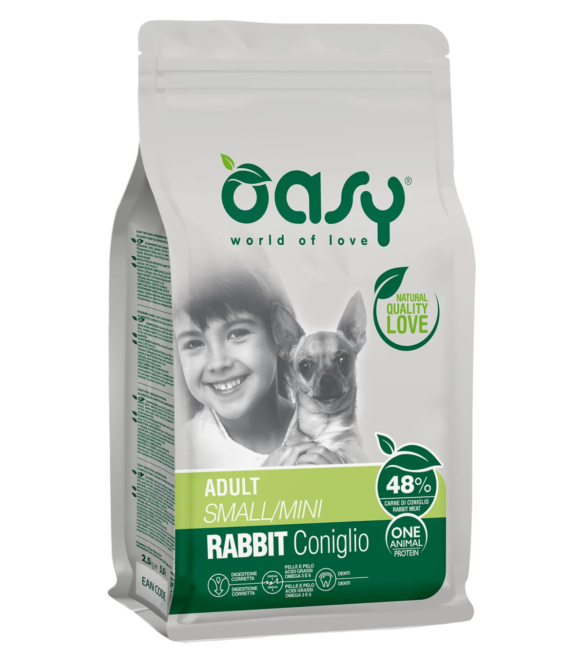 Oasy Cane Adult One Protein Small Mini Coniglio 2,5 Kg